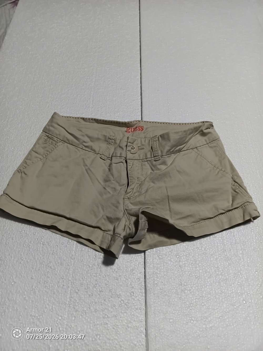 GUESS Tan Low-Rise Vintage Cotton Bermuda Shorts
